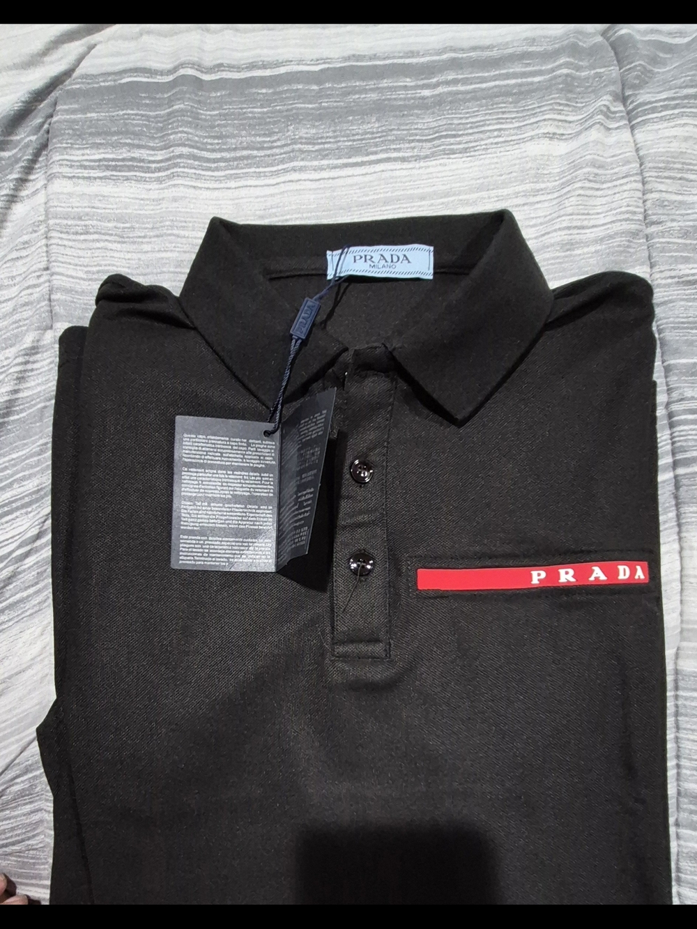 Prada Black Polo Shirt with Red Logo Accent - Picture 4 of 9
